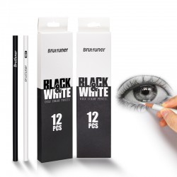 12pcs crayons de dessin croquis couleur noir et blanc